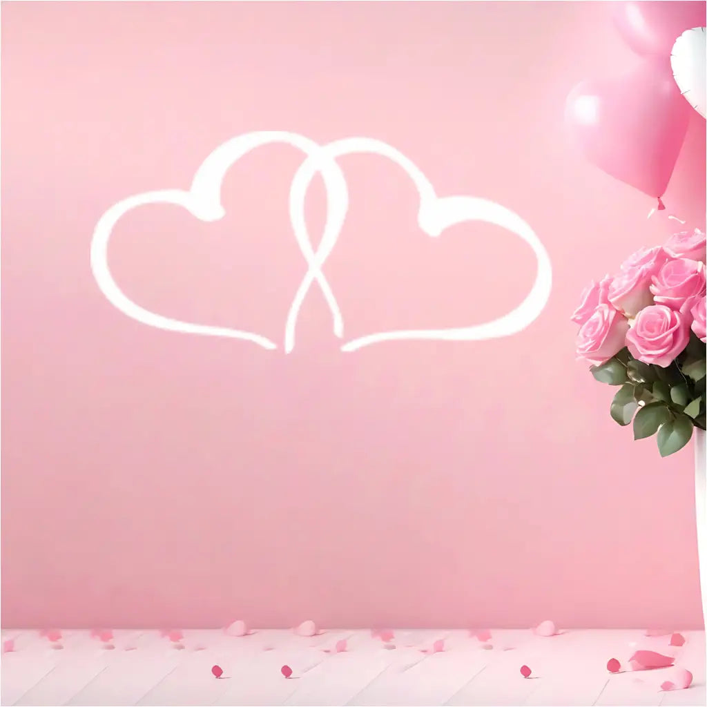 Large adjoining hearts decal for wedding decoration