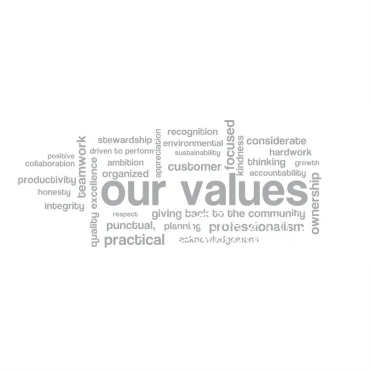 Our Values Office Wall Decal & Business Meeting Room Decor
