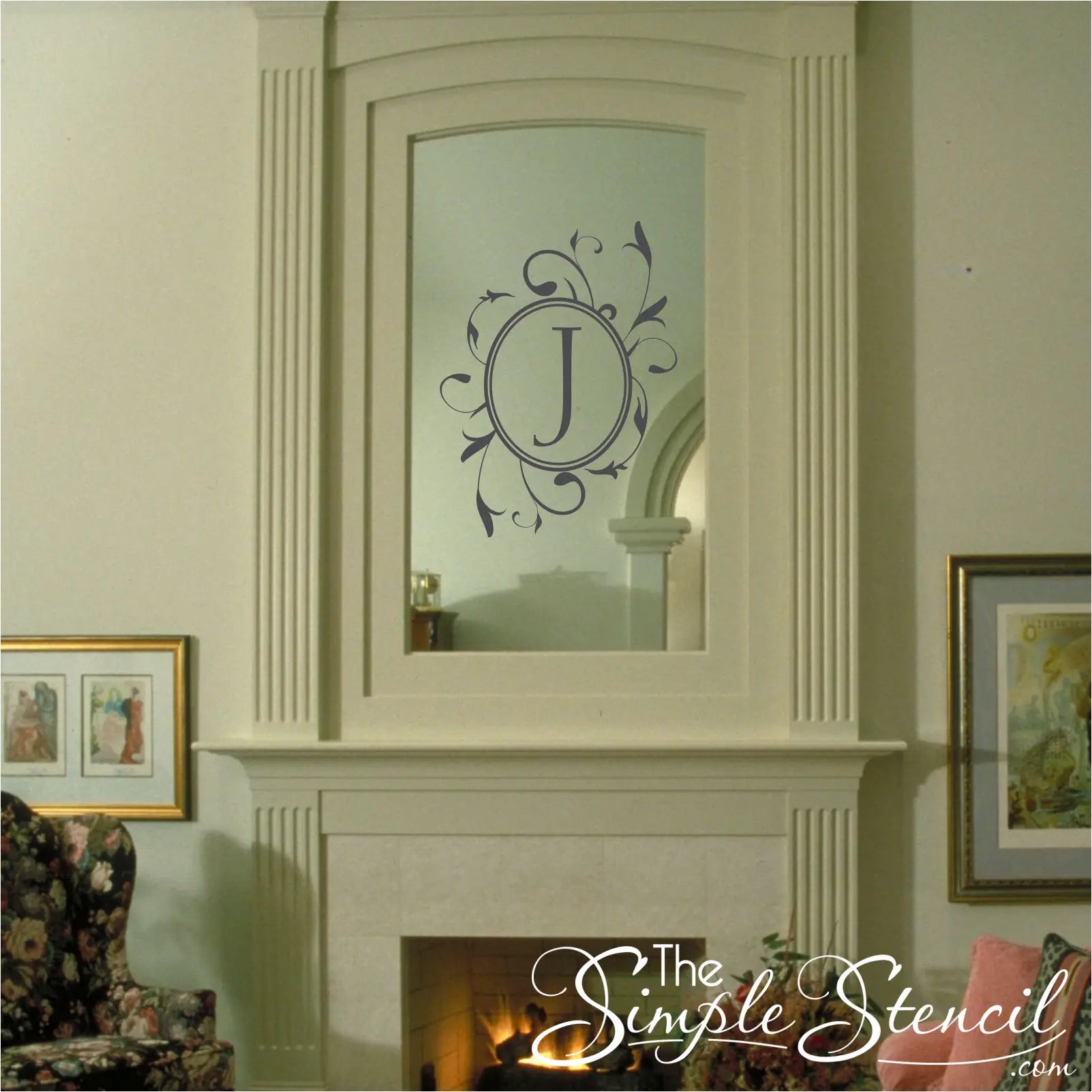 Victorian Style Initial Monogram Decal - Thumbnail 3
