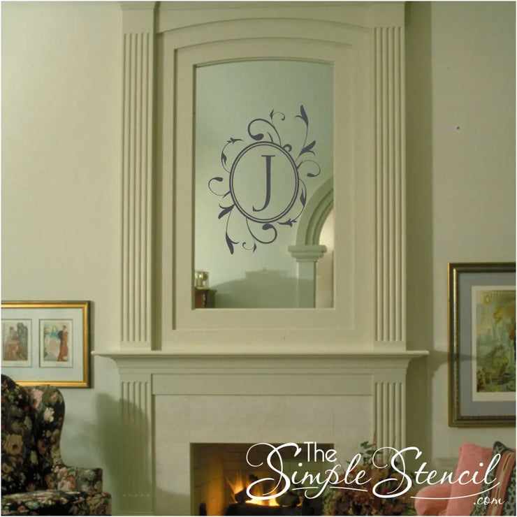 Victorian Style Initial Monogram Decal