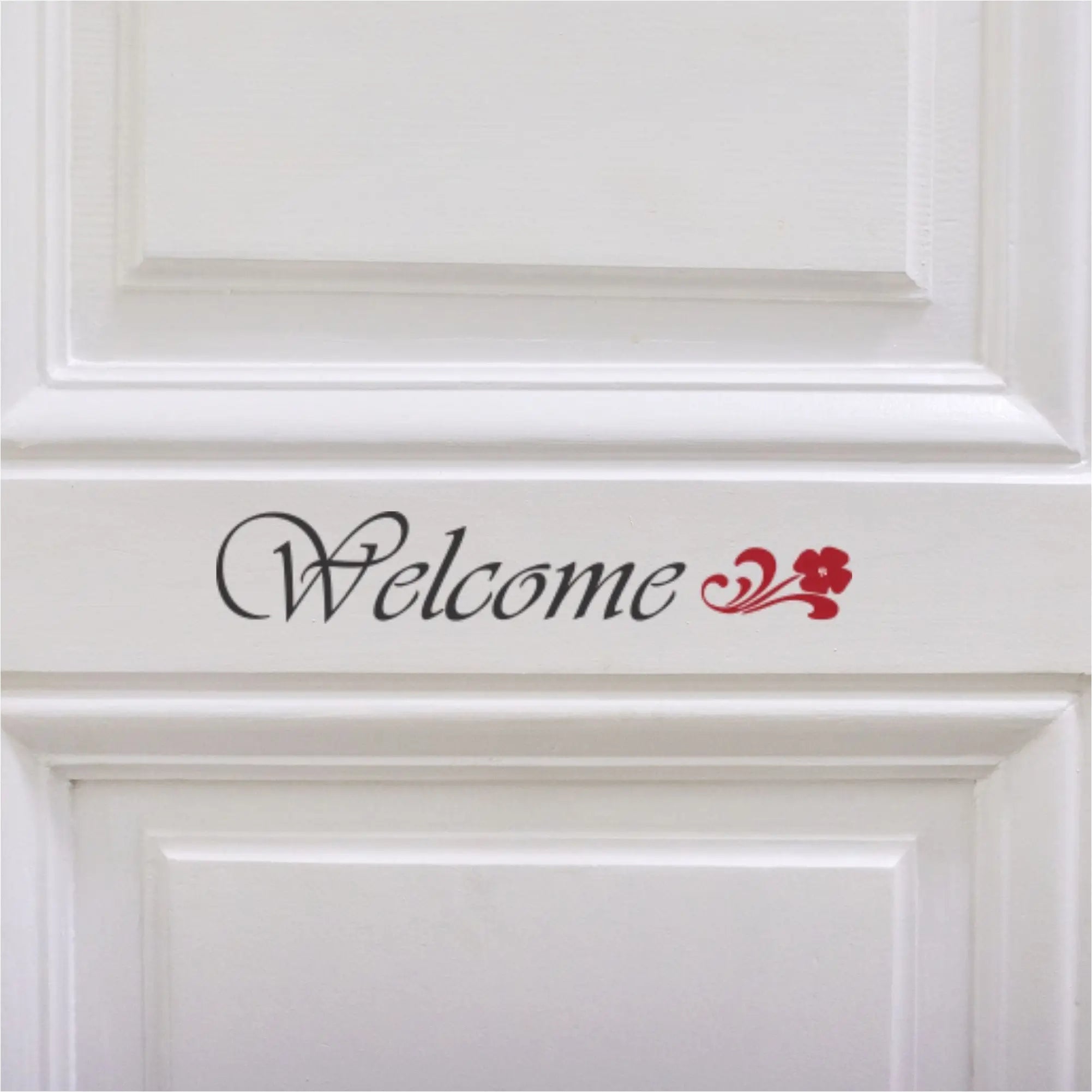 Welcome With Flower Decal For Door