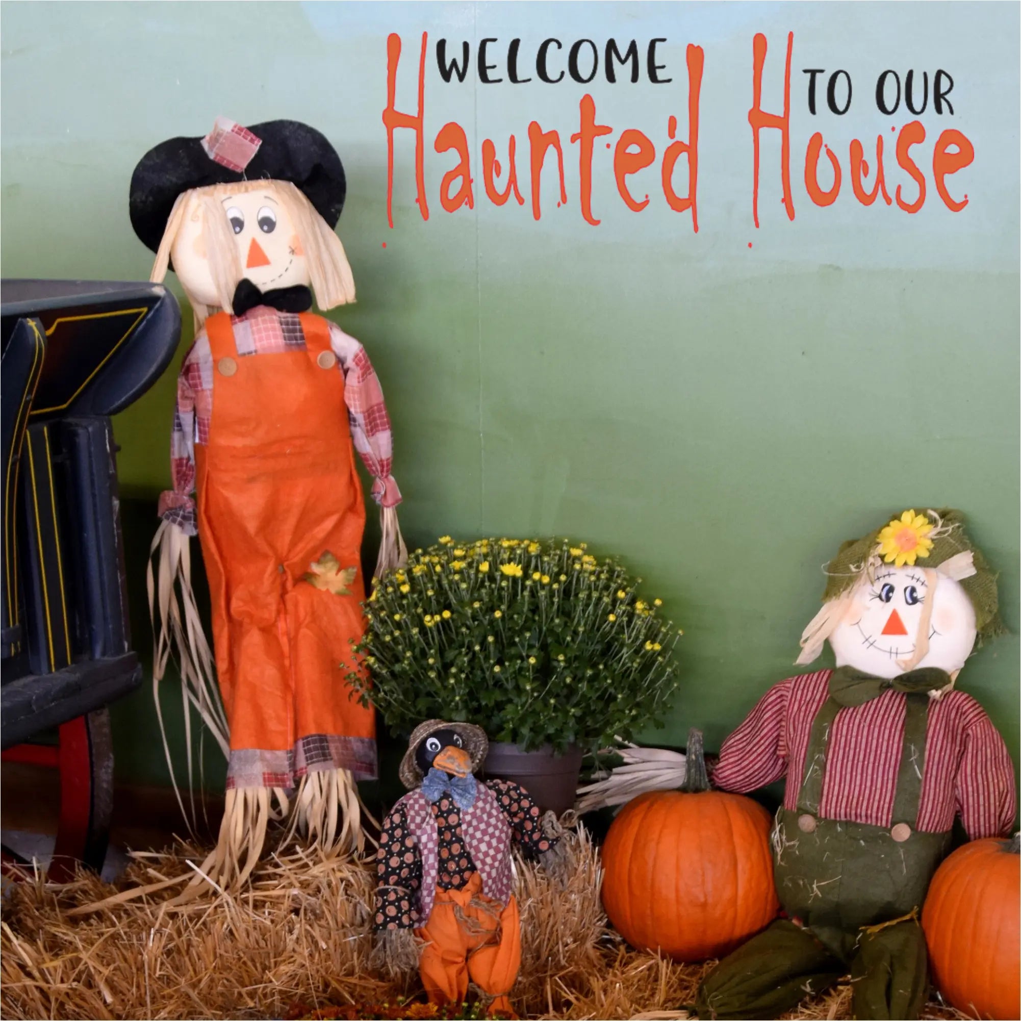 Welcome to our Haunted House - Premium wall or window decal in small to large sizes of your color choice. The Simple Stencil