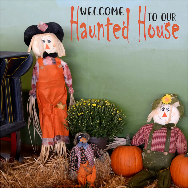 Welcome to our Haunted House - Premium wall or window decal in small to large sizes of your color choice. The Simple Stencil