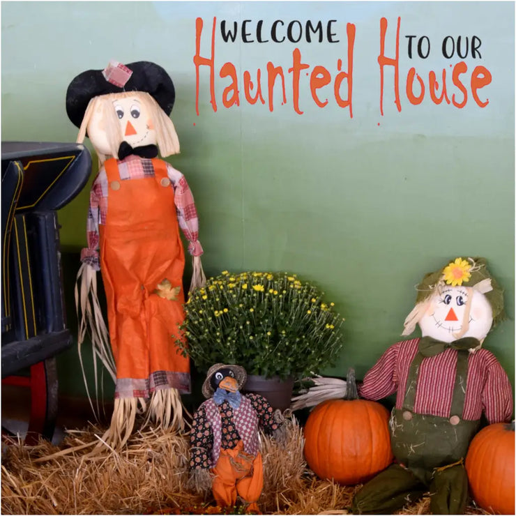 Welcome to our Haunted House - Premium wall or window decal in small to large sizes of your color choice. The Simple Stencil