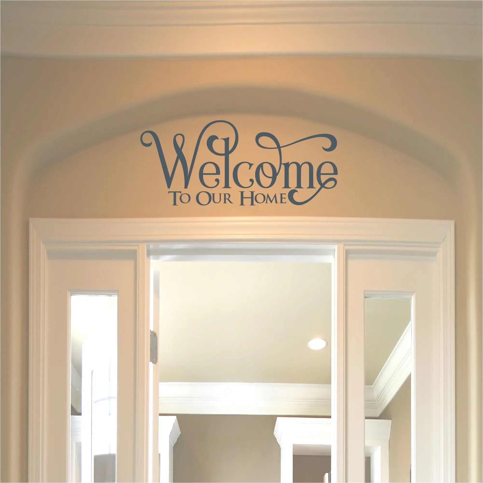 Welcome to our home - vinyl wall decal art by The Simple Stencil allows you to greet guests with ease and style!