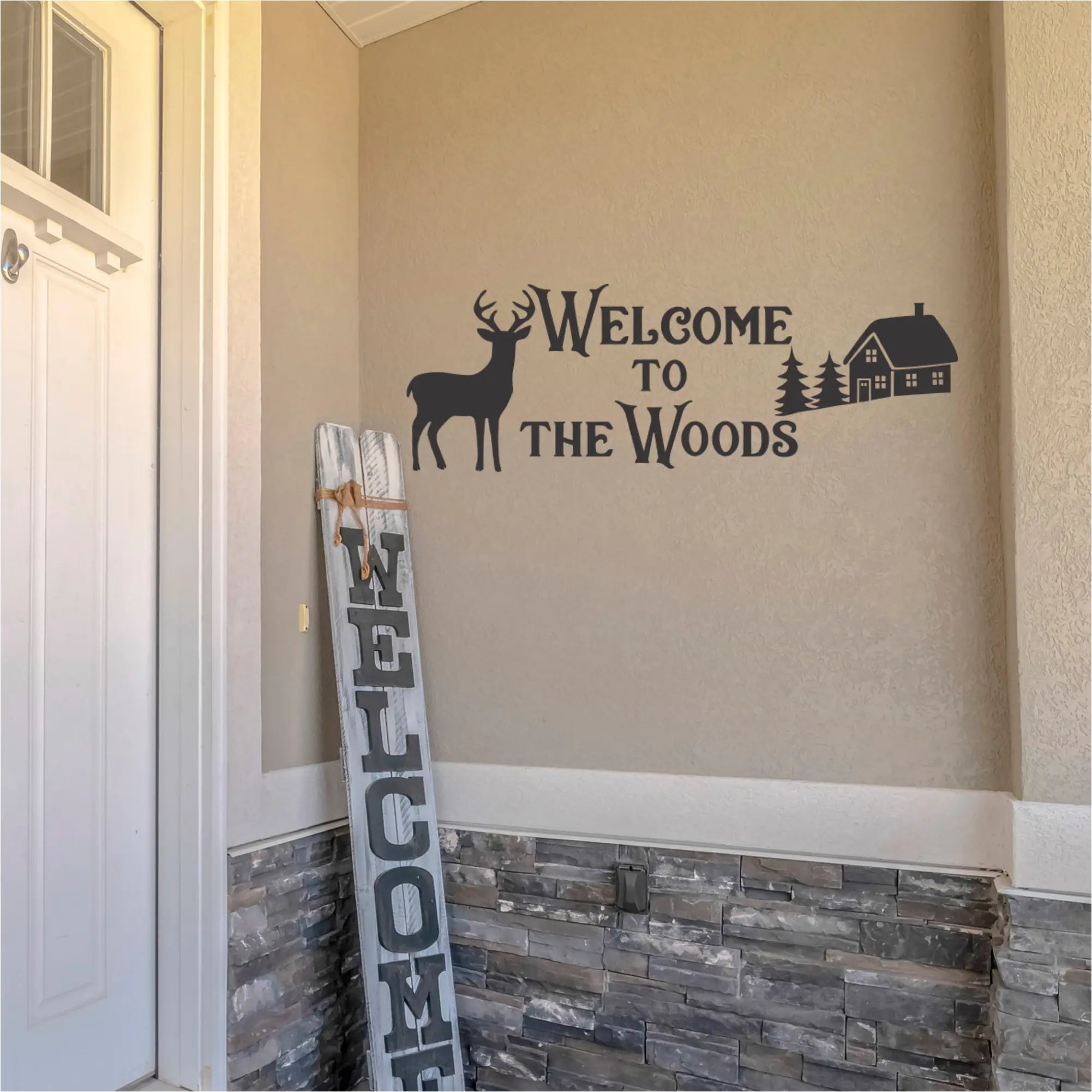 Welcome To The Woods | Wall Decal Vinyl Sticker Rustic Cabin Decor