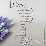 A beautifully designed vinyl wall decal of a quote about wine that will make the perfect decor when placed next to your wine rack