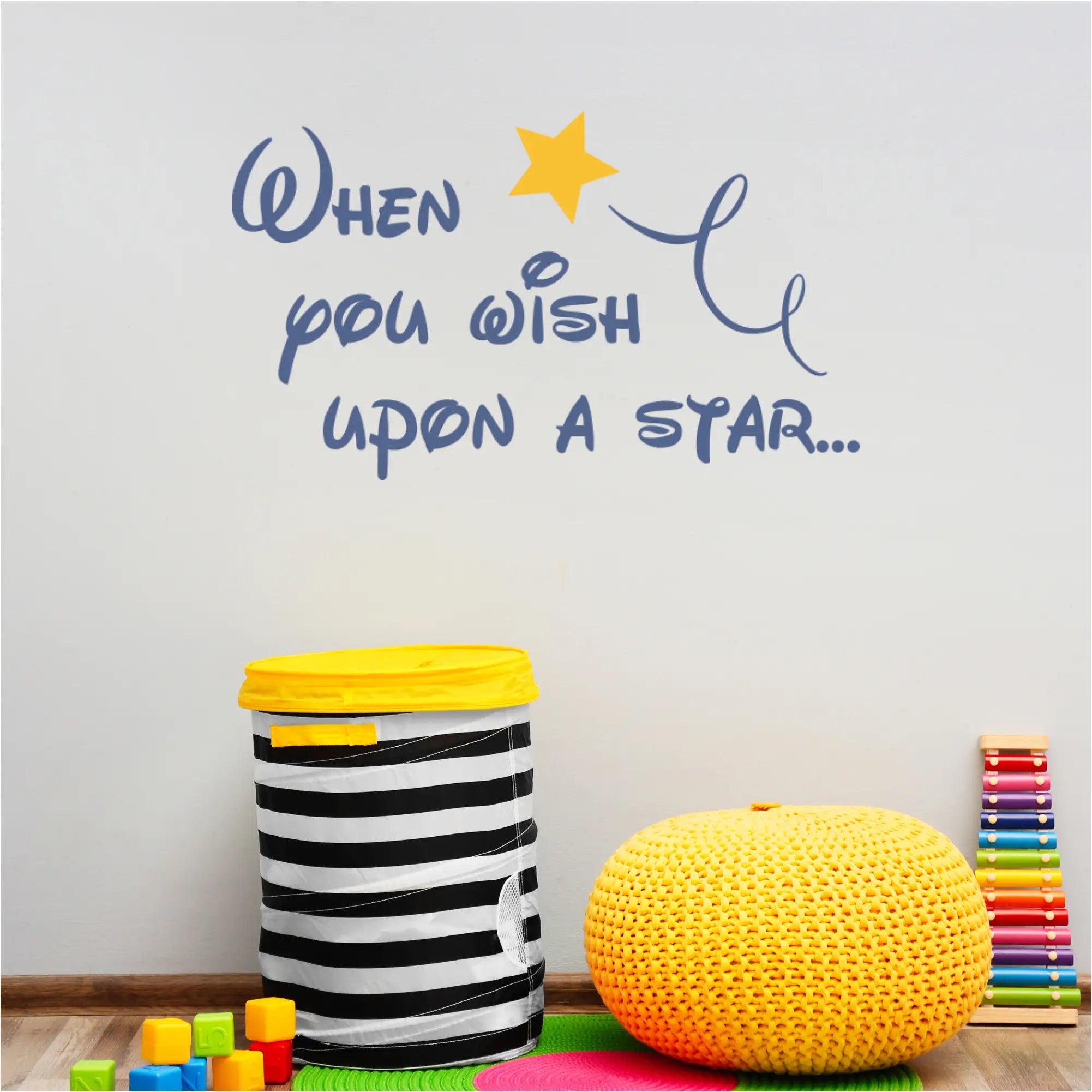 When you wish upon a star, cute vinyl wall decal includes shooting star design that will add the finishing touch to a child's room, playroom or classroom to encourages chilldren to use their imagination. 