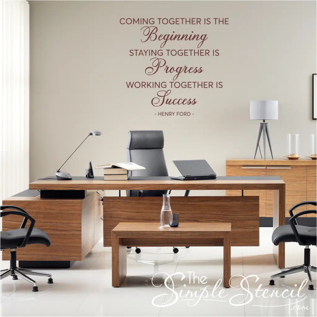 Vinyl wall decal with an inspirational message about collaboration.