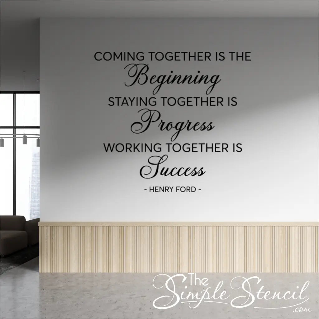 Teamwork-themed wall decal featuring a quote by Henry Ford.