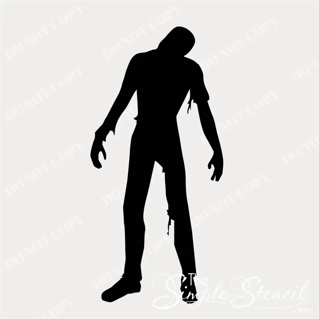 A plain black silhouette of a tattered zombie figure, suitable for vinyl decal production by The Simple Stencil.

DO NOT COPY